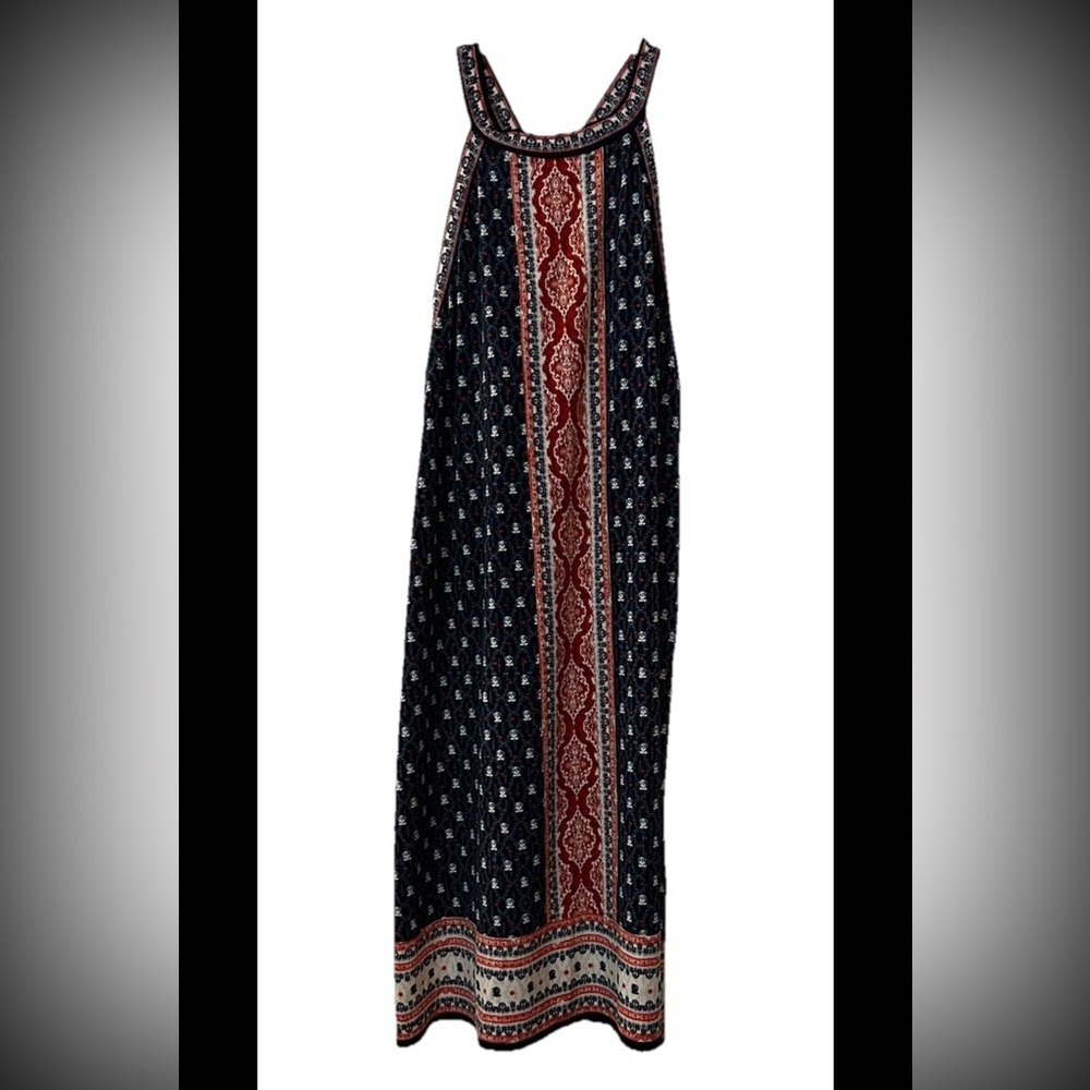 Max Studio Mini dress Women M Red blue Racerback Peasant Boho Sleeveless Paisley